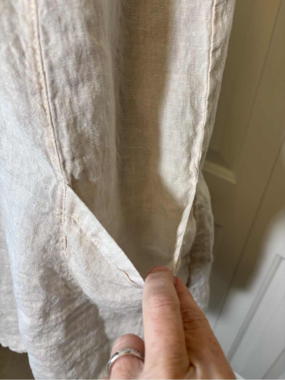 Sigrid Olsen Off-White 100% Linen Sleeveless Tunic Top Mini Dress Pockets M EUC - Picture 6 of 10